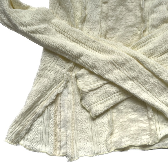 Free People Mock Neck Knit Top Size Small Gardenia Long Sleeve Lace Stretch - Picture 5 of 10